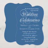 Modern Trendy Elegant Blue Wedding Invitations Kaart (Voorkant / Achterkant)