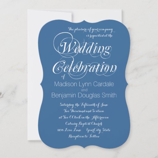 Modern Trendy Elegant Blue Wedding Invitations Kaart (Voorkant)