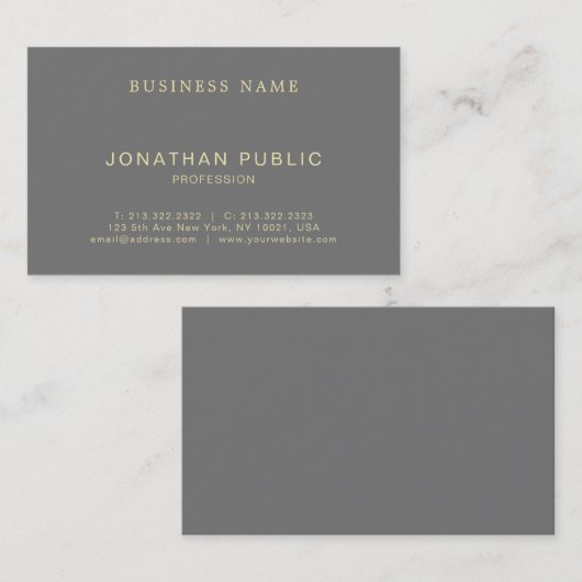 Modern Trendy Elegant Creative Design Luxury Plain Visitekaartje (Voorkant / Achterkant)