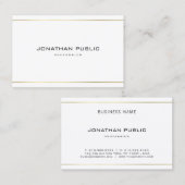 Modern Trendy Elegant Gold Striped Clean Plain Visitekaartje (Voorkant / Achterkant)