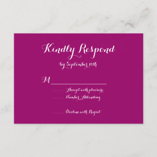 Modern Trendy Elegant Magenta Wedding RSVP-kaarten RSVP Kaartje