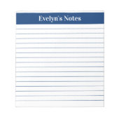 Modern Trendy Elegant Navy Script Large Print Notitieblok (Voorkant)