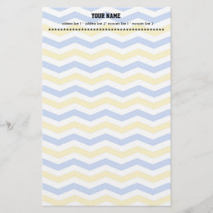 Modern, trendy, elegante blauwe en gele chevron briefpapier