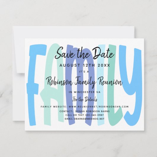 Modern Trendy Family Reunion Save the Date Card (Voorkant)