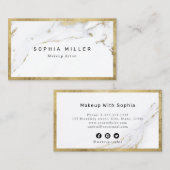 Modern Trendy faux gouden marmer Makeup Artist Visitekaartje (Voorkant / Achterkant)