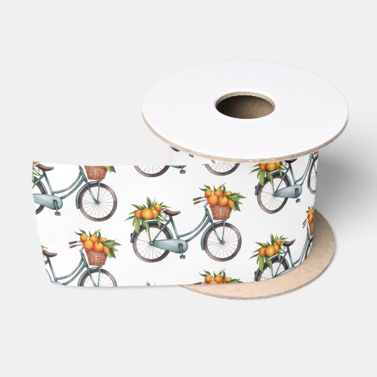 Modern trendy fietsfruit sinaasappel satijnen lint (Spoel)