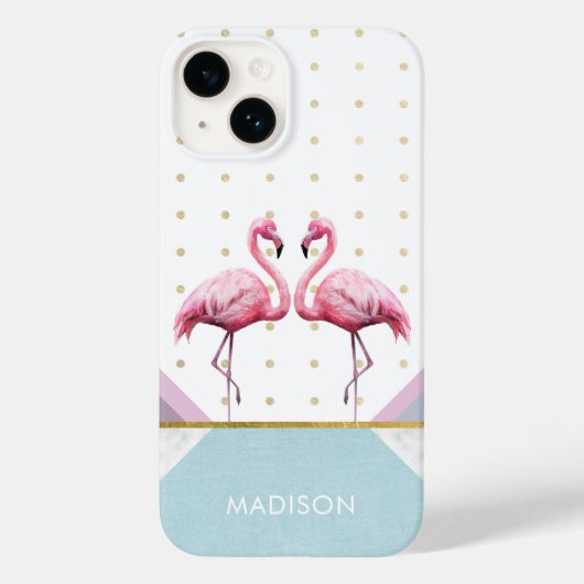 Modern Trendy Flamingo Pink Girly Name Case-Mate iPhone Case (Achterkant)