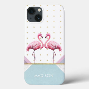 Modern Trendy Flamingo Pink Girly Name Case-Mate iPhone Case