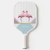 Modern Trendy Flamingo Pink Girly Name Pickleball Paddle (Achterkant)