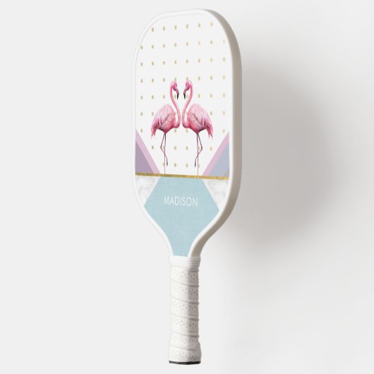 Modern Trendy Flamingo Pink Girly Name Pickleball Paddle (Links)