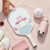 Modern Trendy Flamingo Pink Girly Name Pickleball Paddle