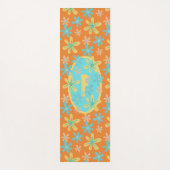 Modern Trendy Floral Oranje Yellow Cyan Monogram Yogamat (Voorkant)