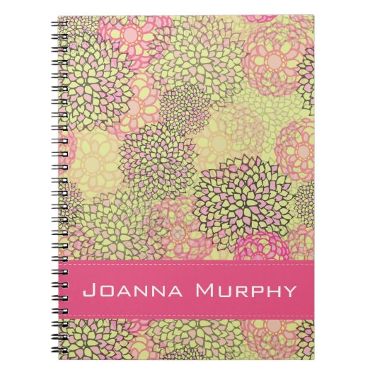 Modern Trendy Floral Pattern Personalized Notitieboek (Voorkant)