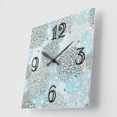 Modern Trendy Floral Pattern Vierkante Klok (Hoek)