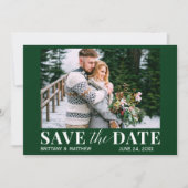 Modern Trendy Foto Forest Green Save The Date (Voorkant)