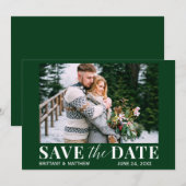 Modern Trendy Foto Forest Green Save The Date (Voorkant / Achterkant)