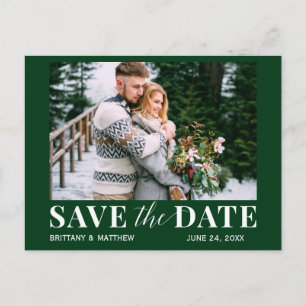 Modern Trendy Foto Forest Green Save the Date Briefkaart