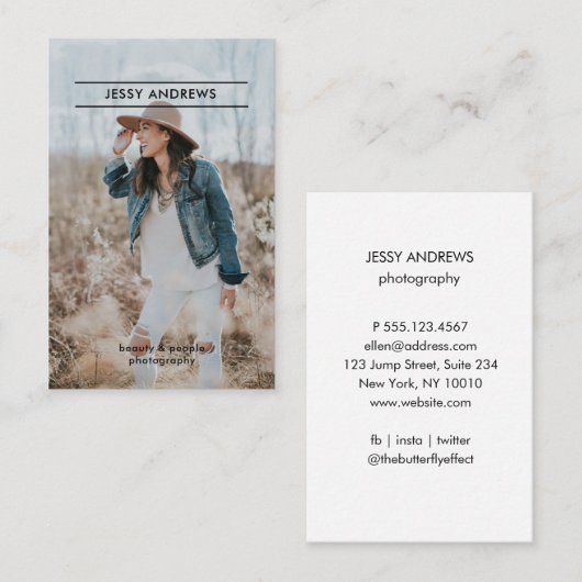 Modern Trendy Foto Visitenkarte Visitekaartje (Voorkant / Achterkant)