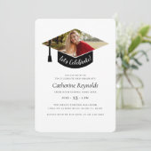 Modern Trendy Fotoafstudeerfeest Kaart (Staand voorkant)