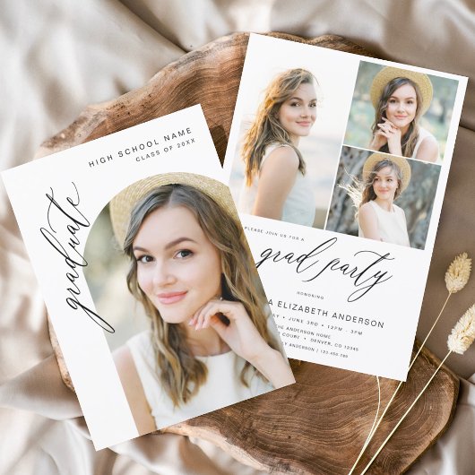 Modern Trendy Fotoafstudeerfeest Kaart