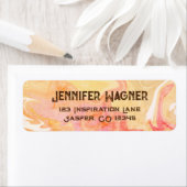 Modern Trendy Geel Roze Abstract Swirl Etiket (Insitu)