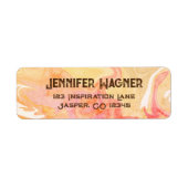 Modern  Trendy Geel Roze Abstract Swirl Etiket (Voorkant)