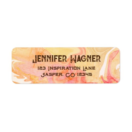 Modern Trendy Geel Roze Abstract Swirl Etiket (Voorkant)