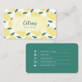 Modern trendy gele citrus citroen fruit patroon visitekaartje (Voorkant / Achterkant)