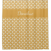 Modern Trendy Geometric Pattern Yellow Cream Name Douchegordijn (Voorkant)