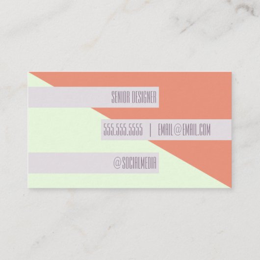 Modern Trendy geometrisch kleurenblok Visitekaartj Visitekaartje (Achterkant)