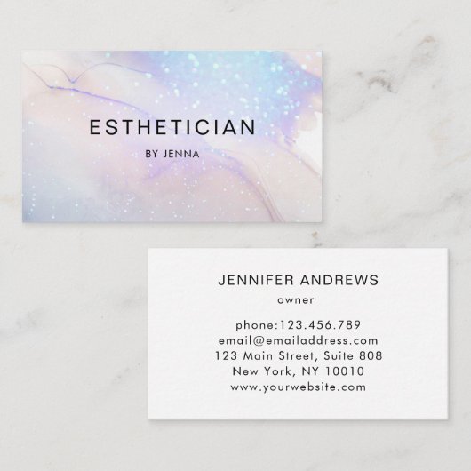 Modern Trendy Glitter Salon Visitekaartje (Voorkant / Achterkant)