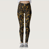 Modern Trendy Gold Black Swirl Leggings (Voorkant)
