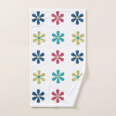 Modern & Trendy Gold Blue Glitter Flowers Bad Handdoek (Handdoek)