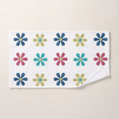 Modern & Trendy Gold Blue Glitter Flowers Bad Handdoek (Handdoek)