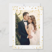 Modern Trendy Gold Confetti Stippen Weddenfoto Kaart (Achterkant)