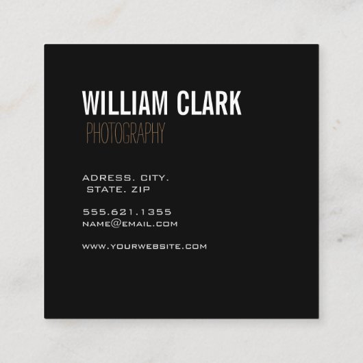 Modern Trendy Gold Foil getextureerd Black Minimal Vierkante Visitekaartje (Achterkant)