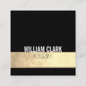 Modern Trendy Gold Foil getextureerd Black Minimal Vierkante Visitekaartje (Voorkant)