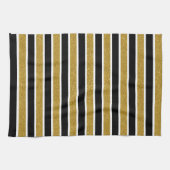 Modern Trendy Gold Glitter Black White Stripes Theedoek (Horizontaal)