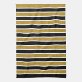Modern Trendy Gold Glitter Black White Stripes Theedoek (Verticaal)