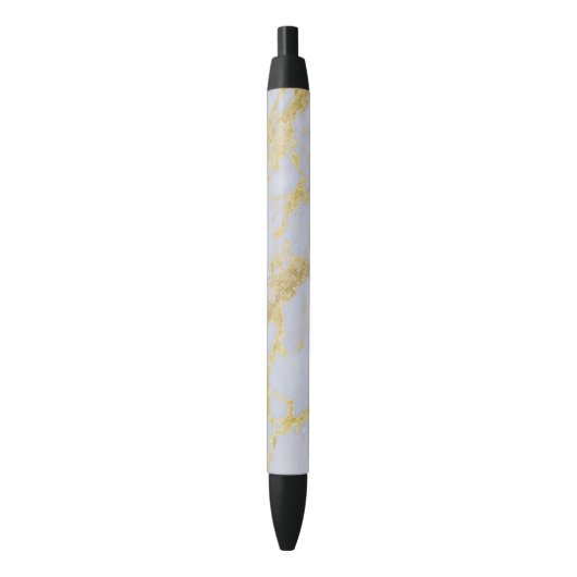 Modern Trendy Gold Glitter Marble Zwarte Inkt Pen (Voorkant Verticaal)