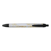 Modern Trendy Gold Glitter Marble Zwarte Inkt Pen (Achterkant)