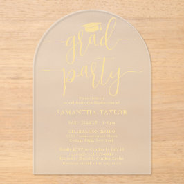 Modern Trendy Gold Script Afstudeerder Party Doors Acryl Uitnodigingen
