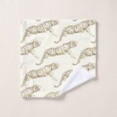 Modern Trendy Goud Beige Tijger Ivoor Wit Bad Handdoek (Wasdoekje)