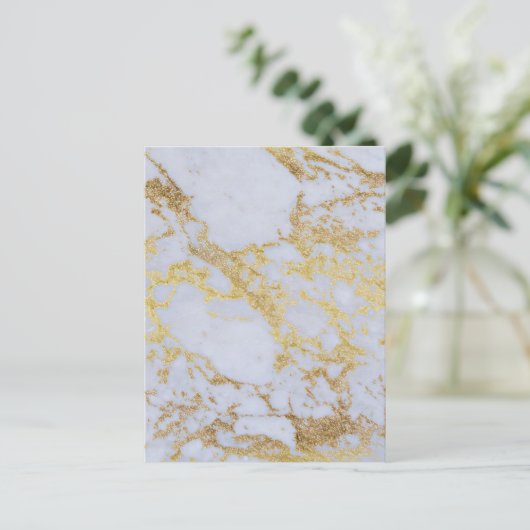 Modern Trendy Goud Glitter Marmer Briefkaart (Staand voorkant)