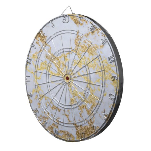 Modern Trendy Goud Glitter Marmer Dartbord (Voorkant Rechts)