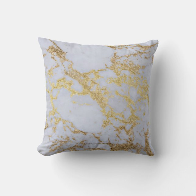 Modern Trendy Goud Glitter Marmer Kussen (Voorkant)