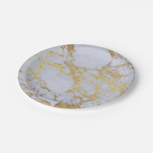 Modern Trendy Goud Glitter Marmer Papieren Bordje (Gekanteld)
