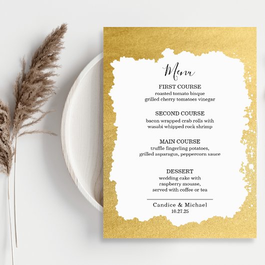 Modern Trendy Goud Lijst Bruiloft Menu