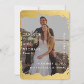 Modern Trendy Goud Lijst Foto Bruiloft Save The Date (Voorkant)