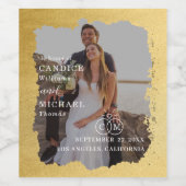 Modern Trendy Goud Lijst Foto Bruiloft Wijn Etiket (Enkel label)
